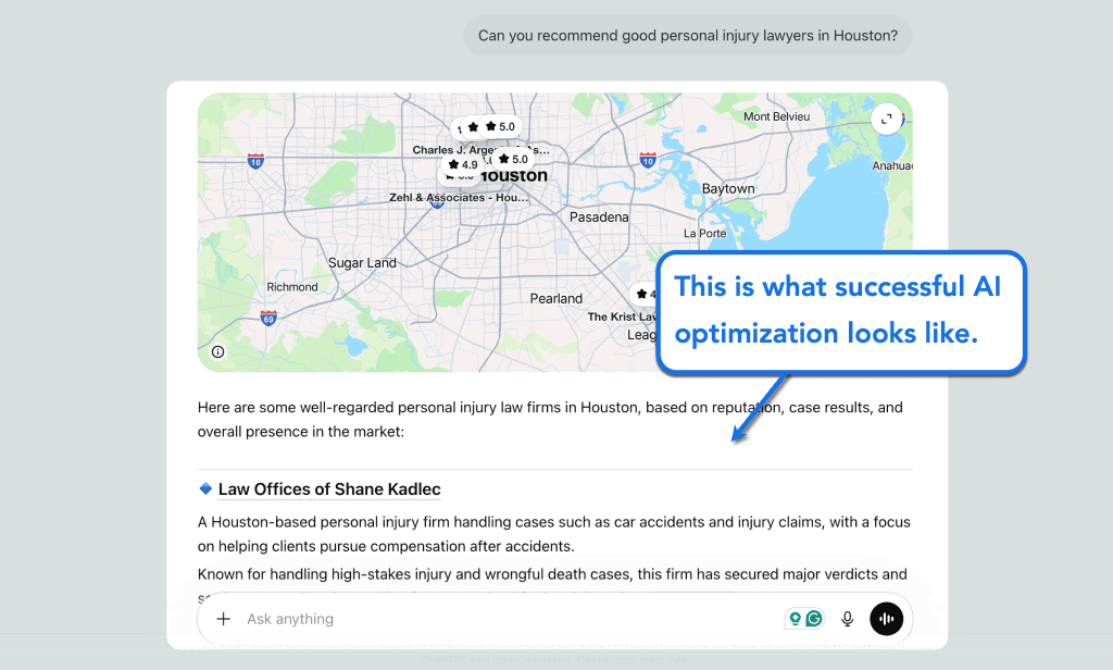 ChatGPT Visibility for Law Firms 2 AI Optimization Example