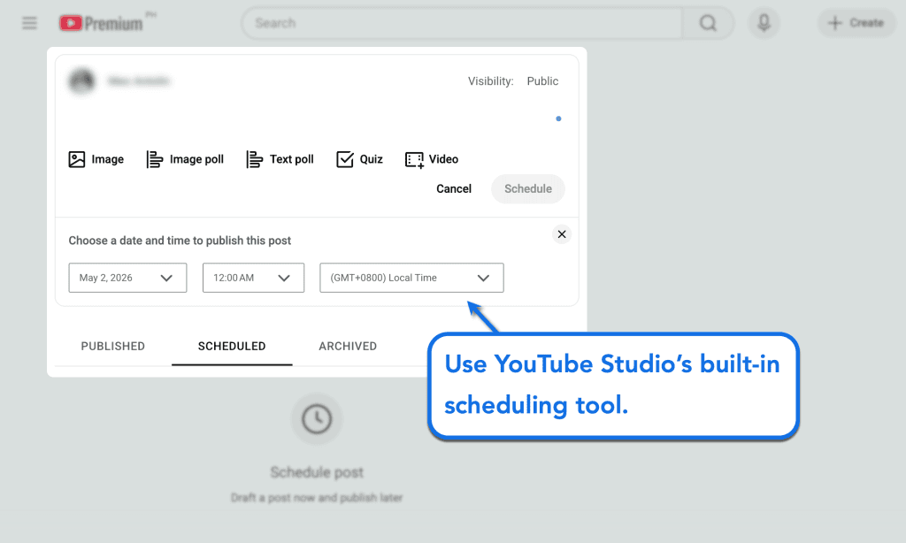 YouTube Marketing for Law Firms: The Ultimate Guide (2026) 6 YouTube Studio Scheduling Feature