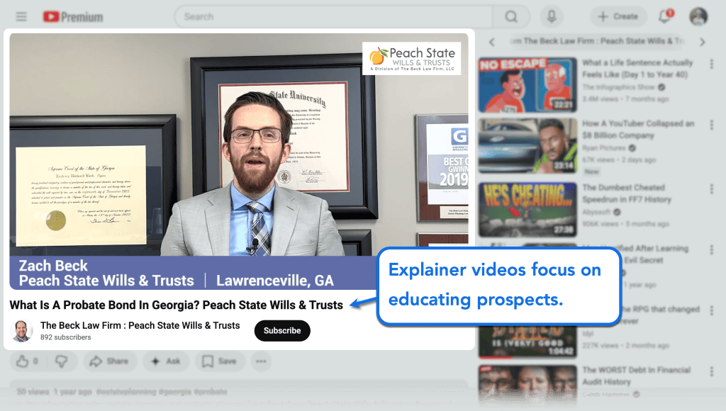 YouTube Marketing for Law Firms: The Ultimate Guide (2026) 1 Explainer video educating prospects