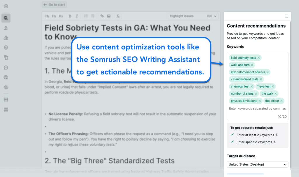 DUI Lawyer SEO: Everything You Need to Know 10 Semrush Content Optimization Tool