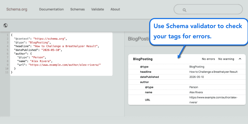 DUI Lawyer SEO: Everything You Need to Know 9 Schema Validator