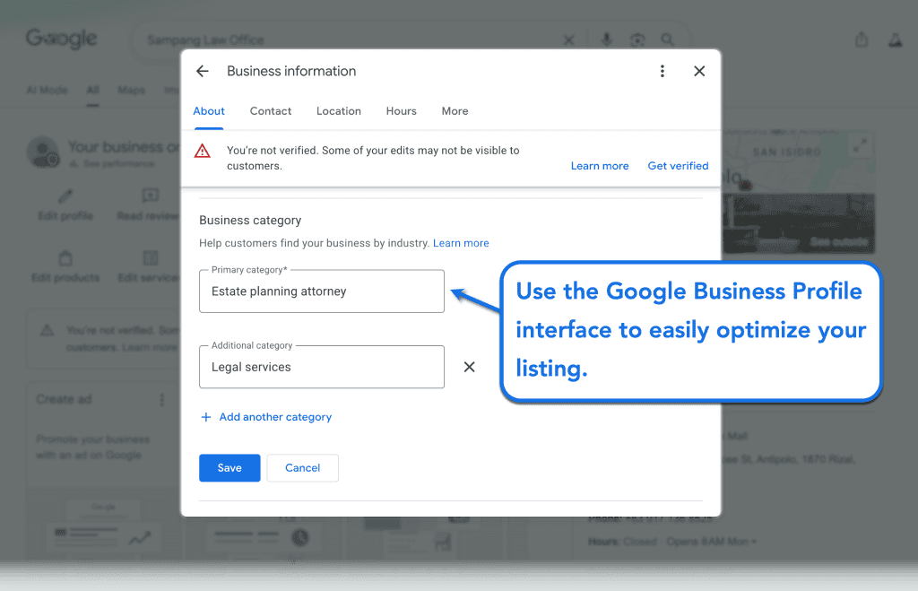 The Ultimate SEO Guide for Estate Planning Lawyers 2 Adding Right Category to Google Business Profile