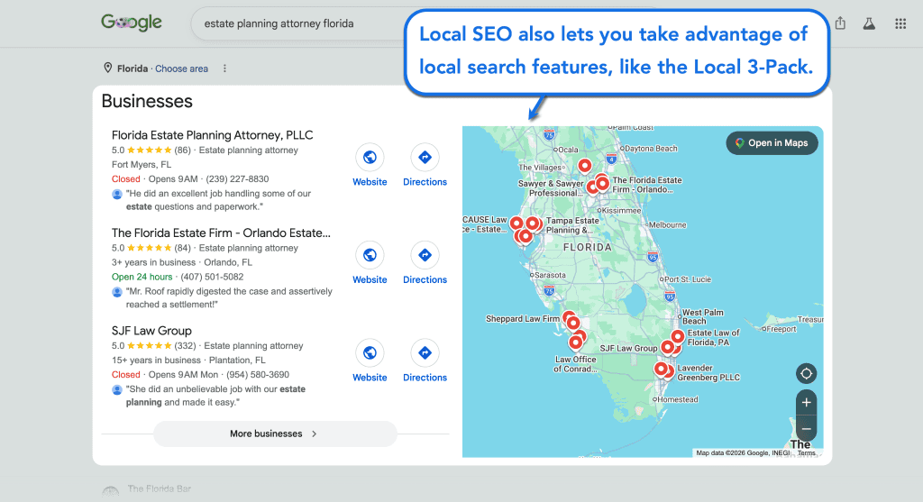 The Ultimate SEO Guide for Estate Planning Lawyers 1 Google Map Pack Results