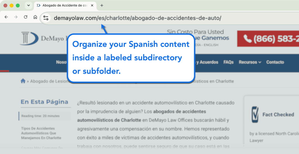 Spanish SEO For Lawyers: Why It Matters in 2026 2 Clean Subdirectory Structure