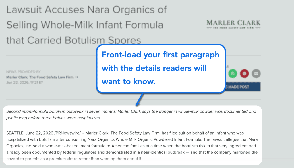 How to Use Law Firm Press Releases to Build Visibility and Trust 2 Press Release Intro Paragraph