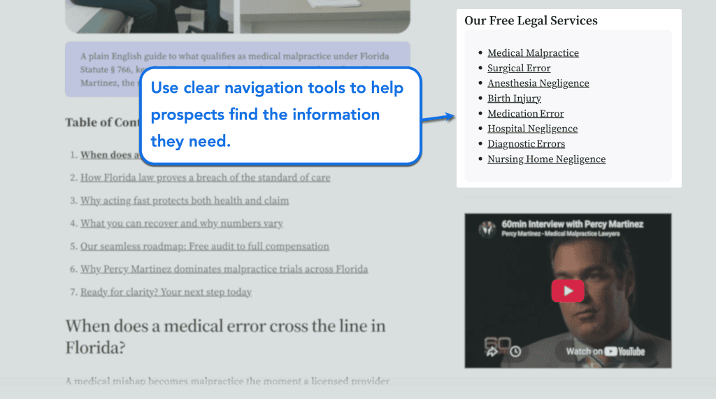 The Ultimate Guide to Medical Malpractice Lawyer Marketing 5 Clear Site Navigation