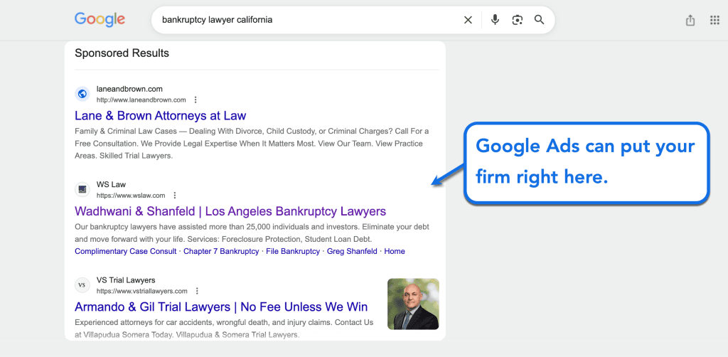Bankruptcy Lawyer Marketing: SEO, Ads & Local Search 12 Google Ads